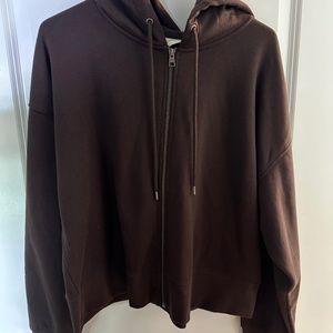 Brown Cropped Zip Up Hoodie Size XXL